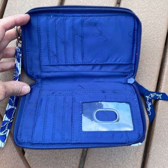 Vera Bradley Paisley Print Large Wallet Clutch Blue White - Picture 5 of 7